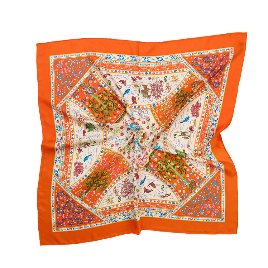 FOULARD IN SETA STAMPATA 90 ARANCIONE