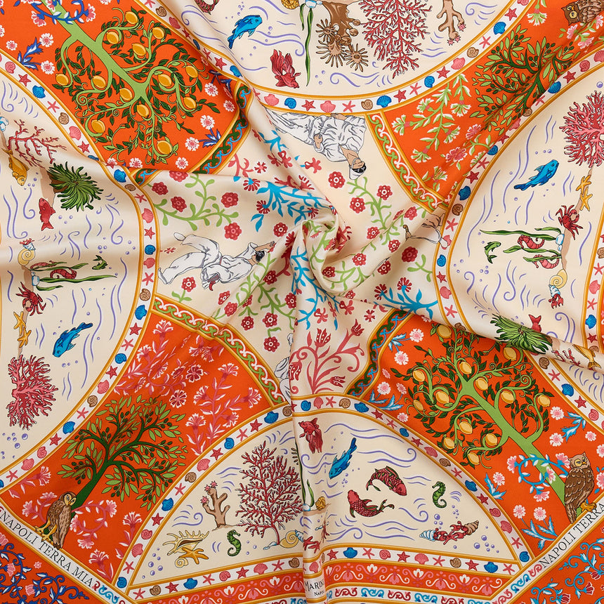 FOULARD IN SETA STAMPATA 90 ARANCIONE