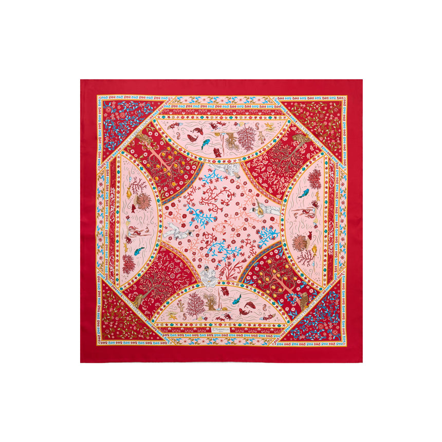 BURGUNDY PRINTED SILK SCARF 90