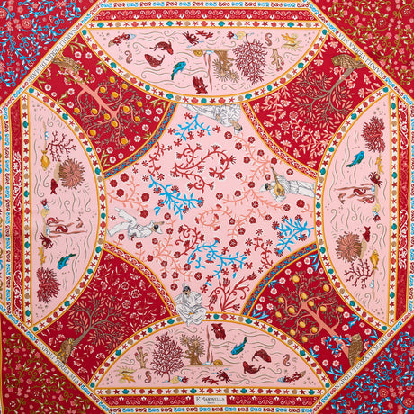 BURGUNDY PRINTED SILK SCARF 90