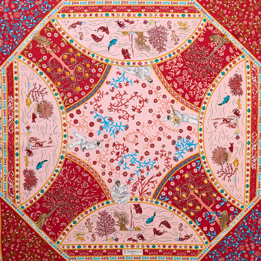 BURGUNDY PRINTED SILK SCARF 90