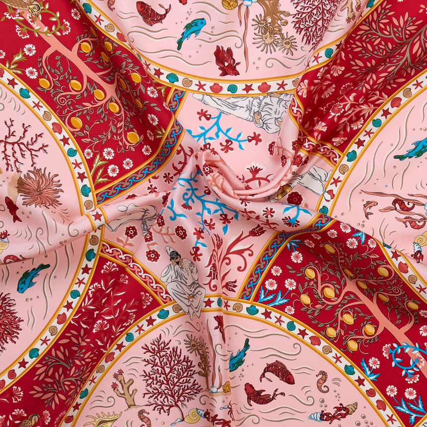 BURGUNDY PRINTED SILK SCARF 90
