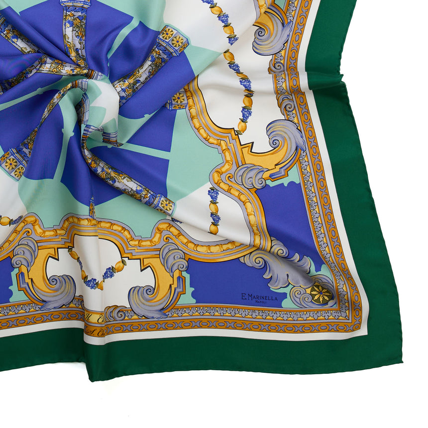 DARK GREEN PRINTED SILK SCARF 90