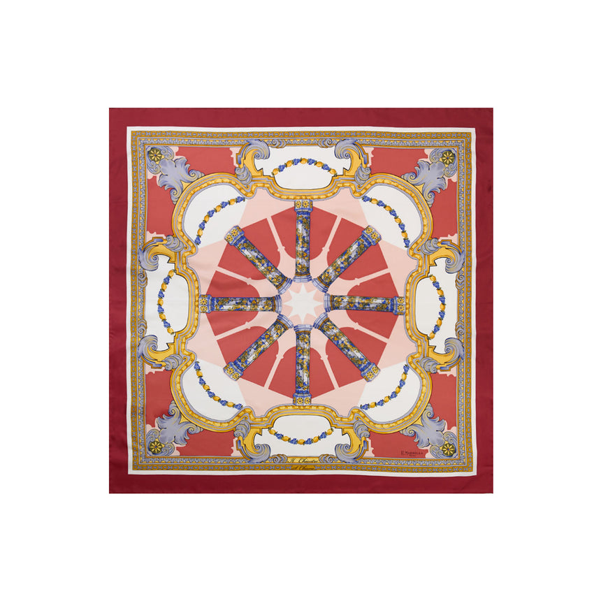 FOULARD IN SETA STAMPATA 90 BORDEAUX