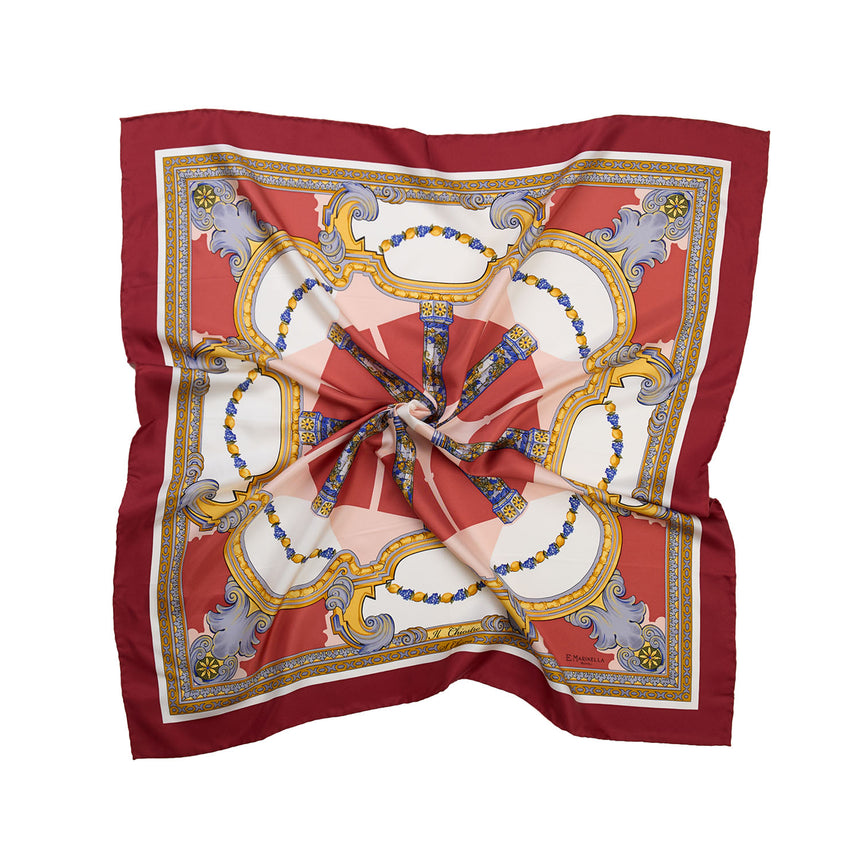 FOULARD IN SETA STAMPATA 90 BORDEAUX