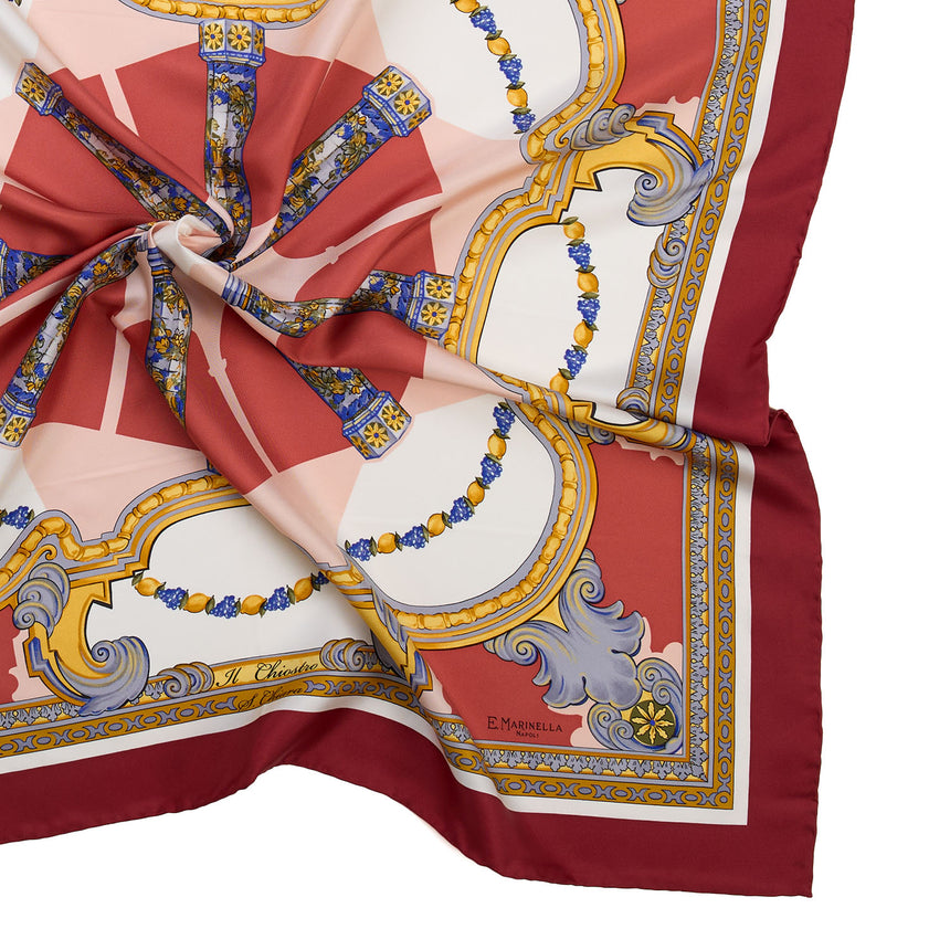 FOULARD IN SETA STAMPATA 90 BORDEAUX