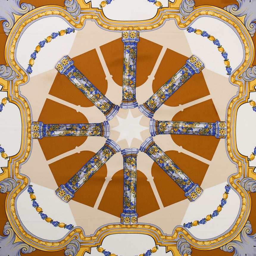 FOULARD IN SETA STAMPATA 90 MARRONE SCURO