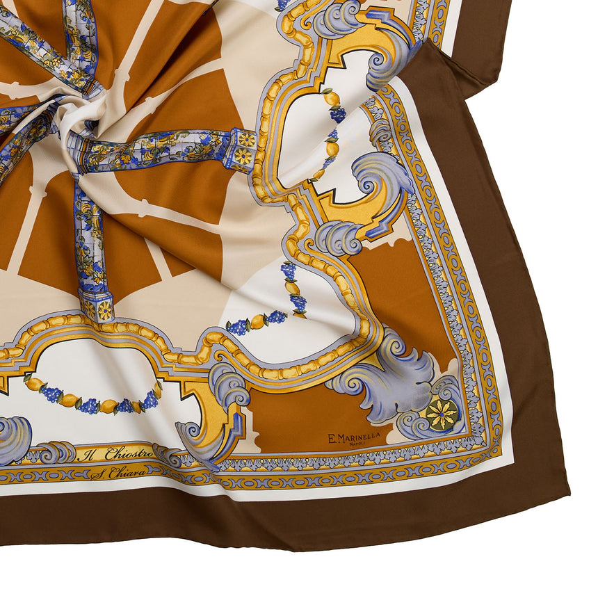 FOULARD IN SETA STAMPATA 90 MARRONE SCURO