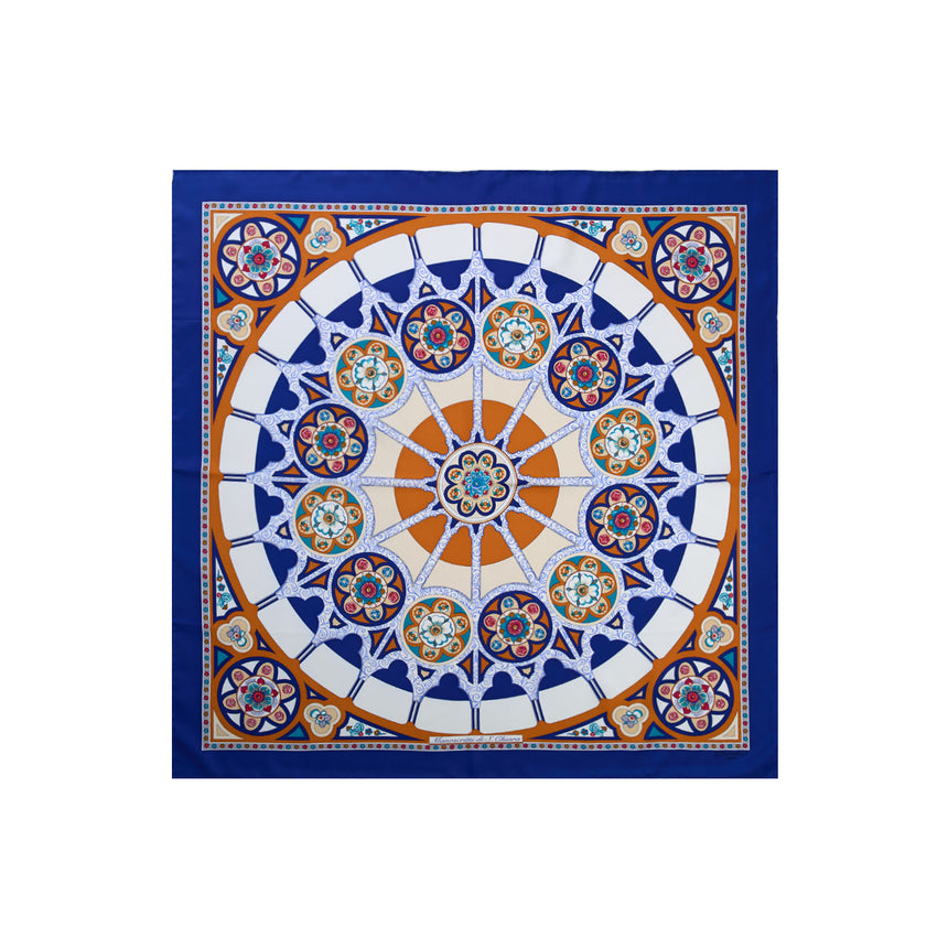FOULARD IN SETA STAMPATA 90 BLU