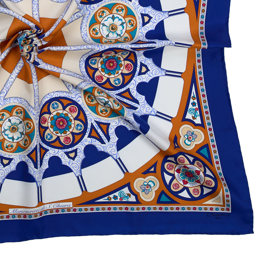 FOULARD IN SETA STAMPATA 90 BLU