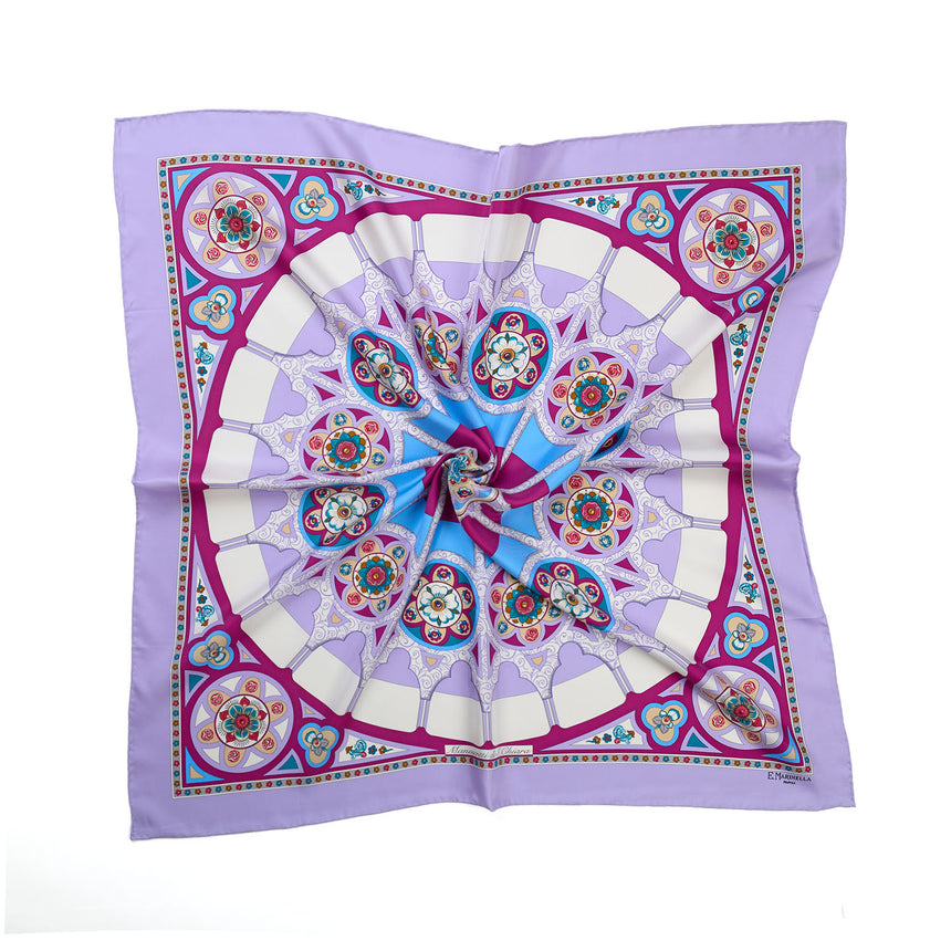 FOULARD IN SETA STAMPATA 90 LILLA