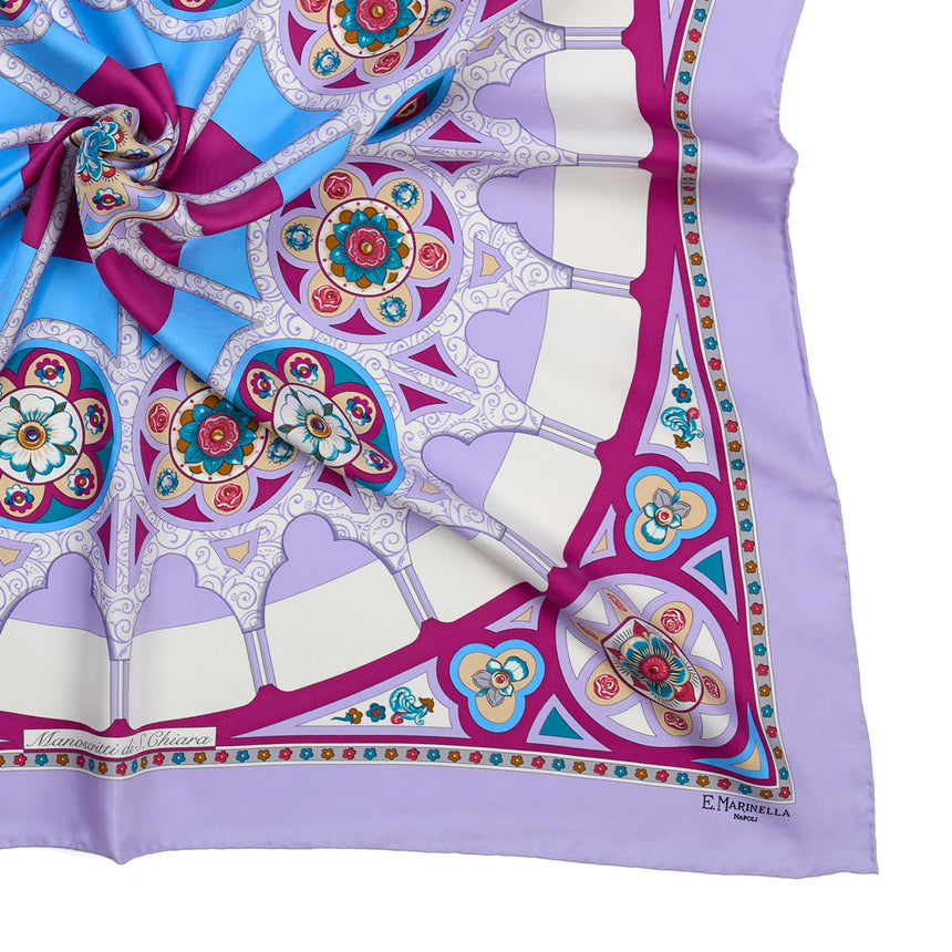 FOULARD IN SETA STAMPATA 90 LILLA