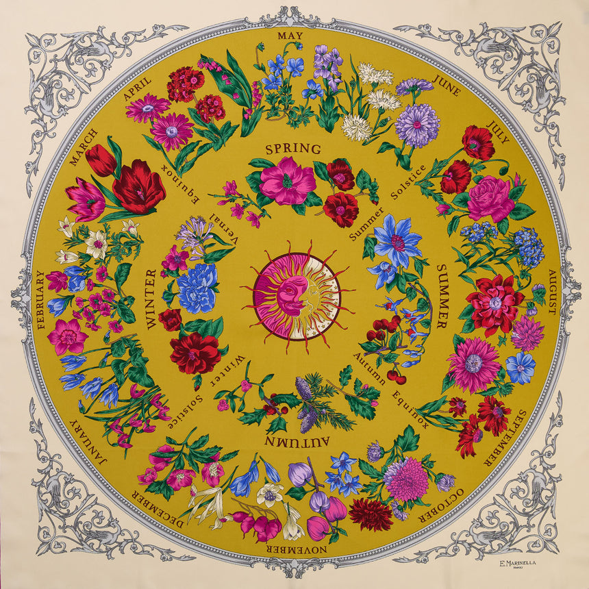 FOULARD IN SETA STAMPATA 90 GIALLO