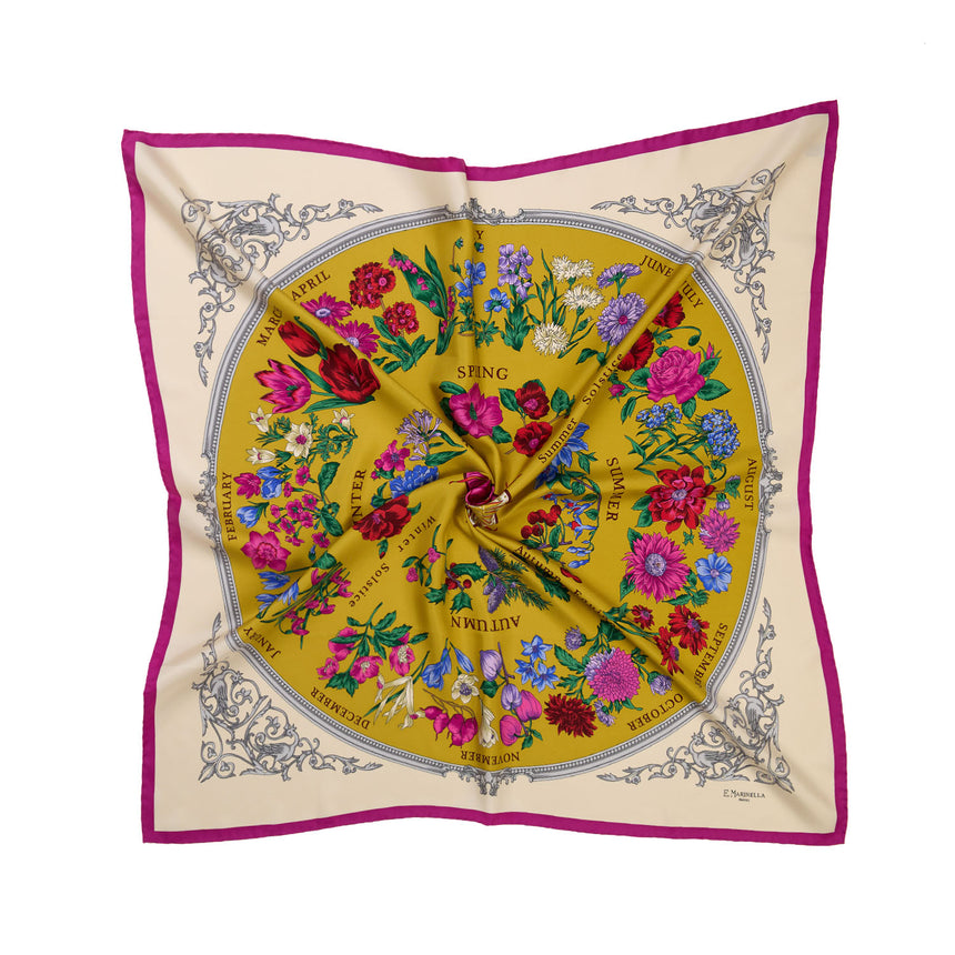FOULARD IN SETA STAMPATA 90 GIALLO