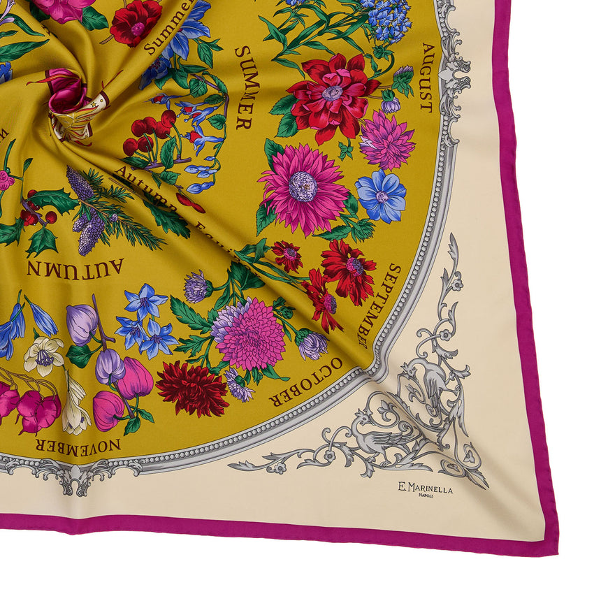FOULARD IN SETA STAMPATA 90 GIALLO