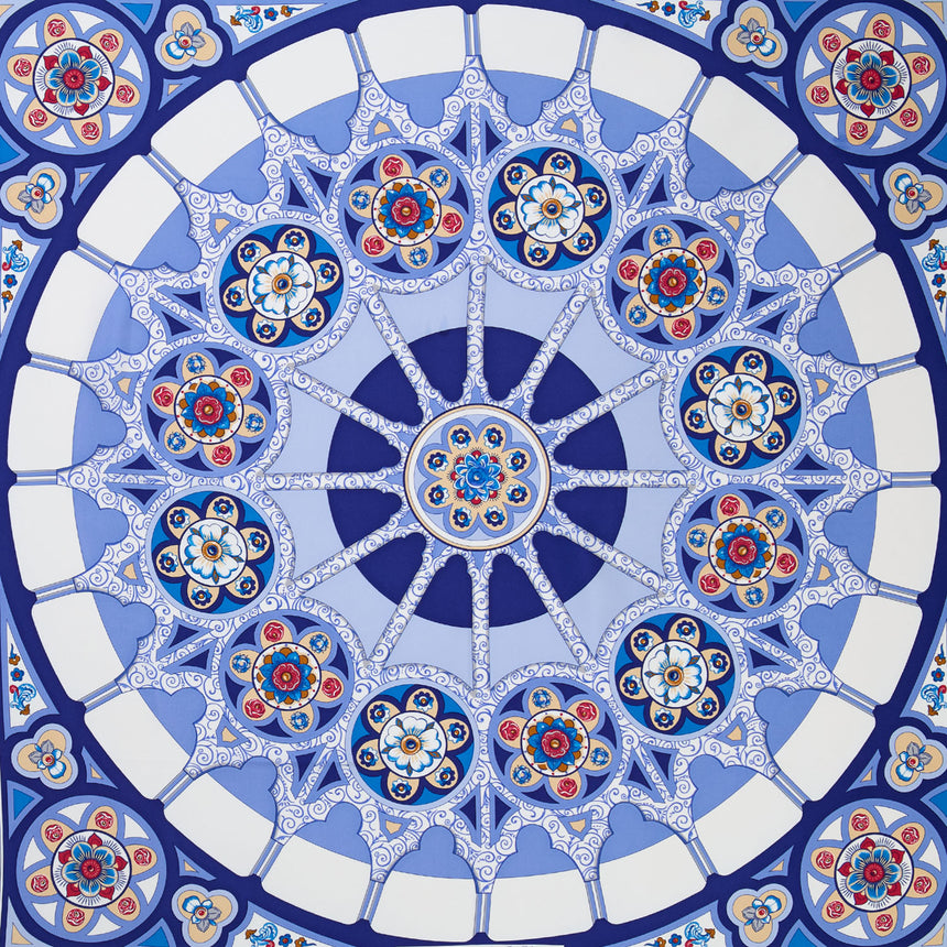 FOULARD IN SETA STAMPATA 90 AZZURRO
