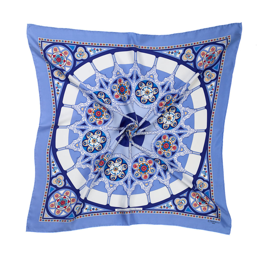 FOULARD IN SETA STAMPATA 90 AZZURRO
