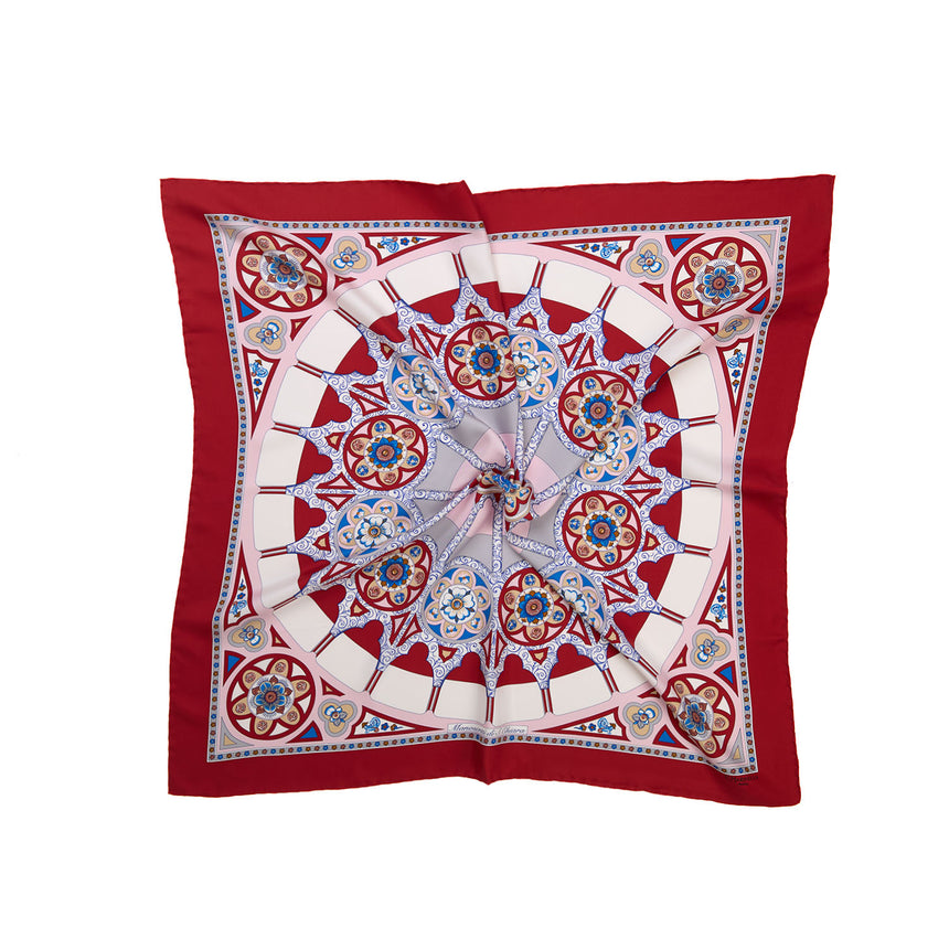 FOULARD IN SETA STAMPATA 90 BORDEAUX