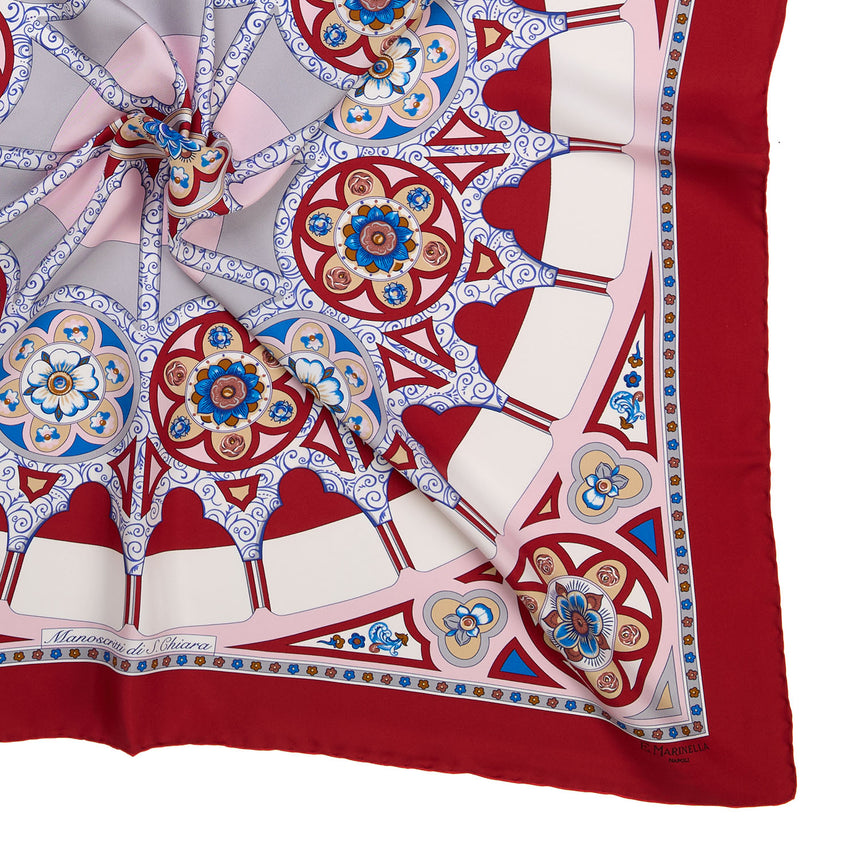 FOULARD IN SETA STAMPATA 90 BORDEAUX
