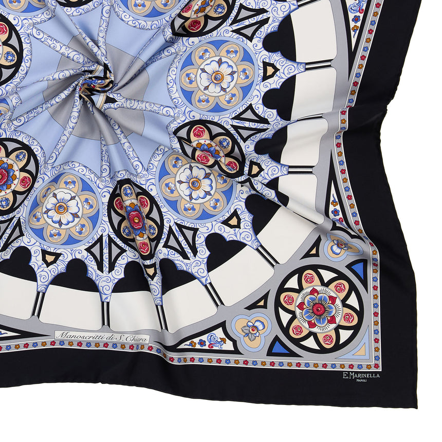 FOULARD IN SETA STAMPATA 90 NERO
