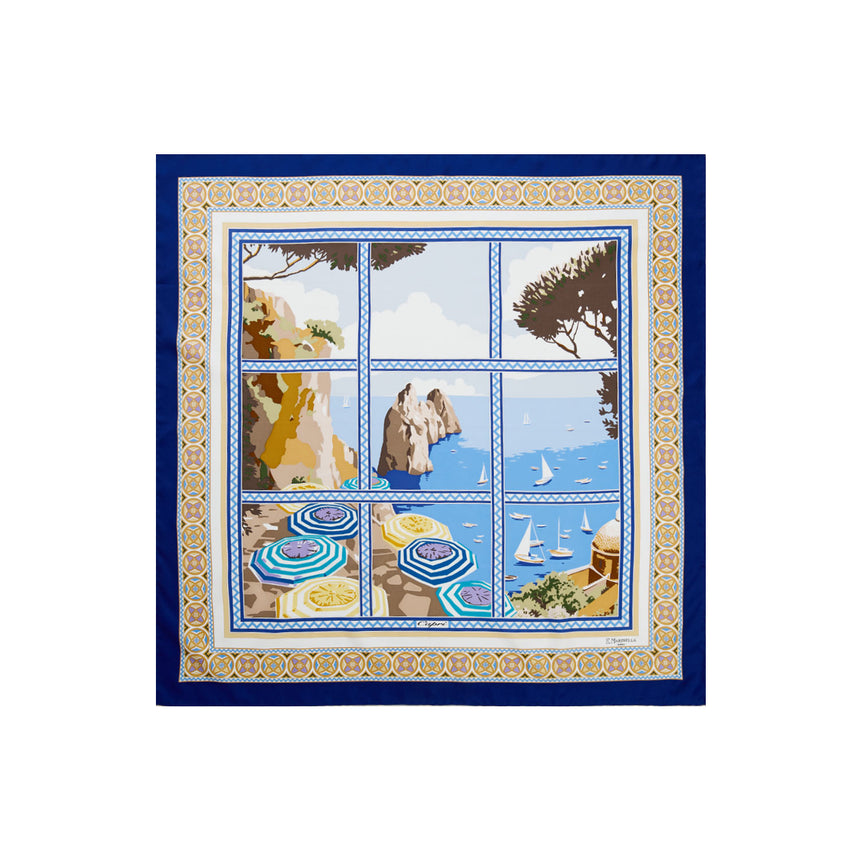 FOULARD IN SETA STAMPATA 90 BLU