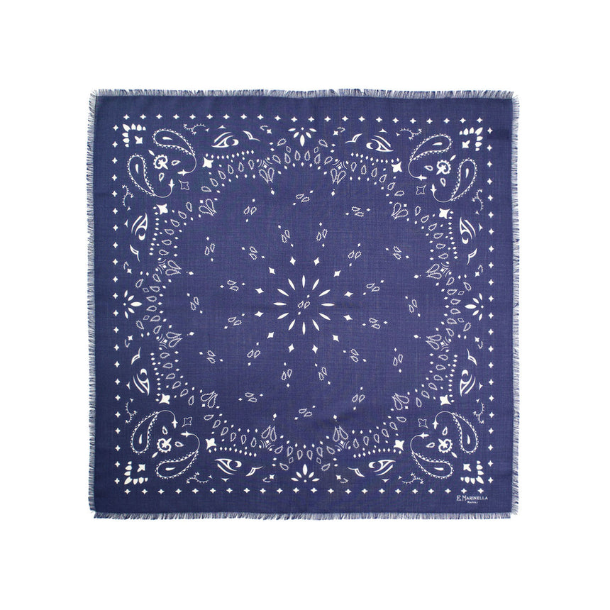 DARK BLUE WOOL, CASHMERE AND SILK SCARF 65