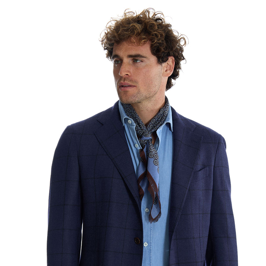 POWDER BLUE WOOL, CASHMERE AND SILK SCARF 65