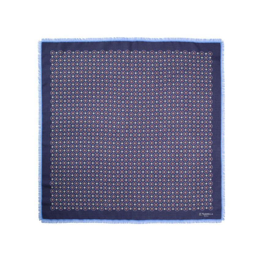 DARK BLUE WOOL, CASHMERE AND SILK SCARF 65