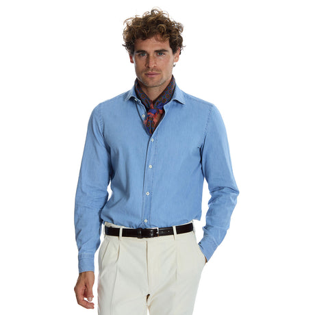 BLUE WOOL, CASHMERE AND SILK SCARF 65