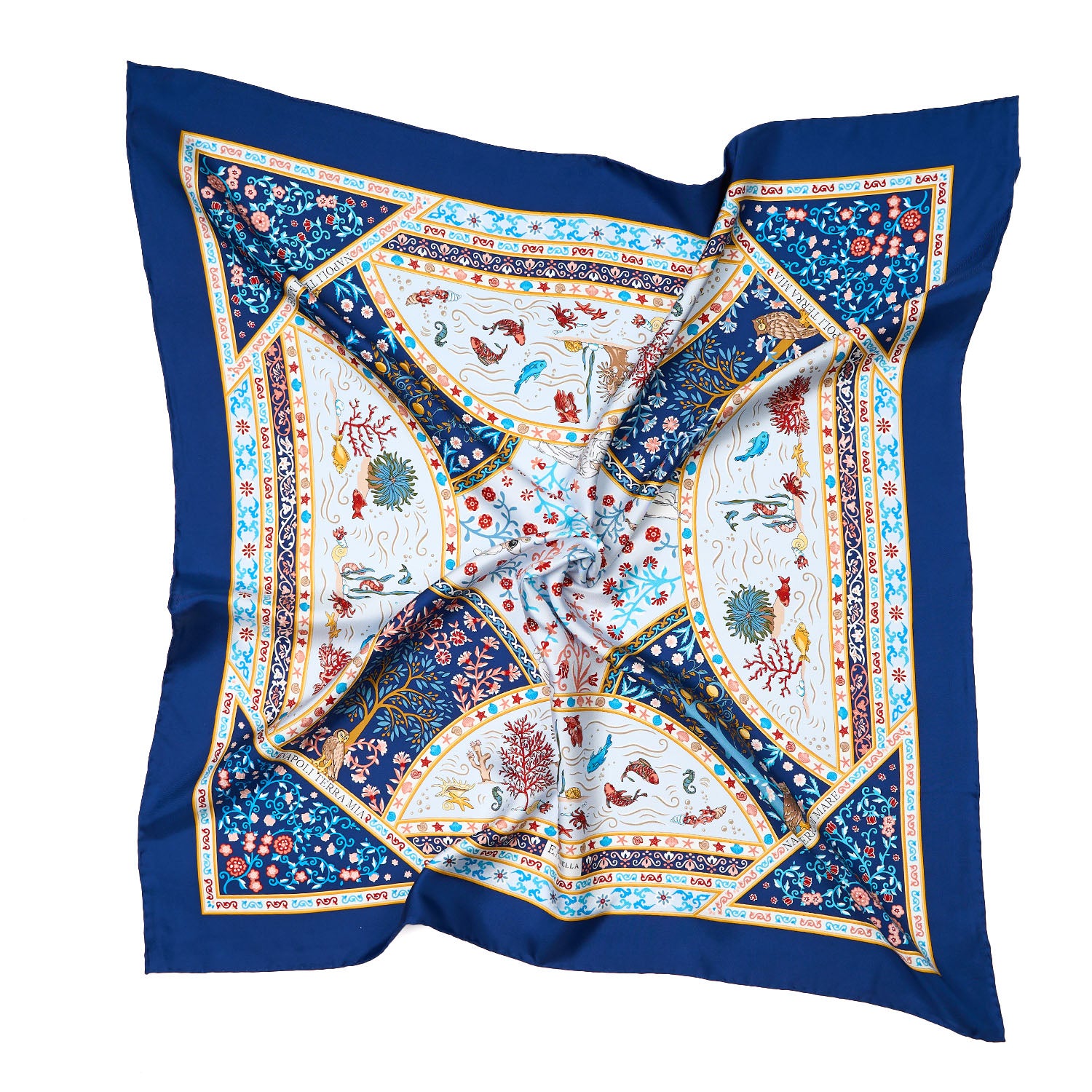 Blue Silk Scarf 90 - Napoli Terra Mia – E.Marinella