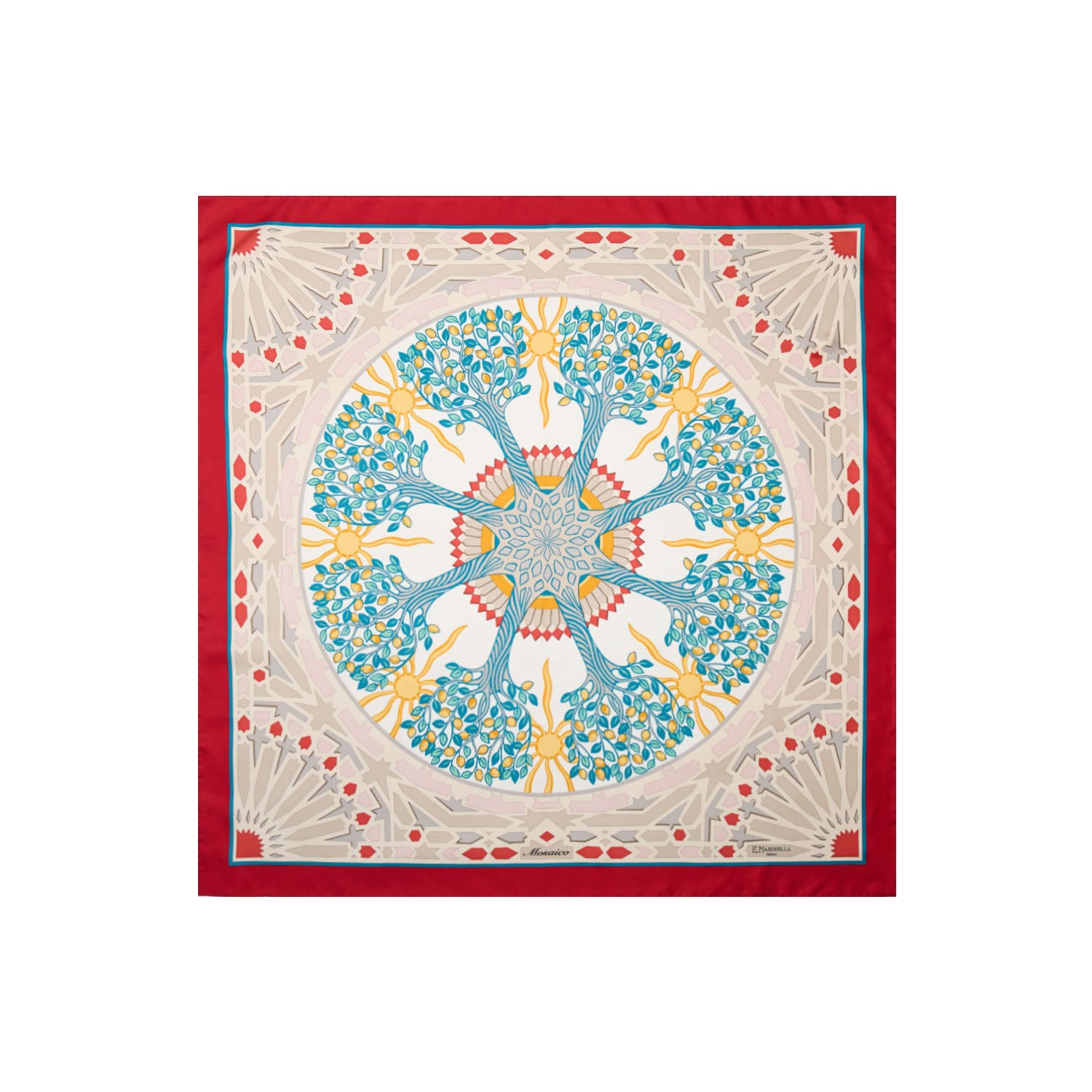 Red Silk Scarf 90 - The Mosaic – E.Marinella
