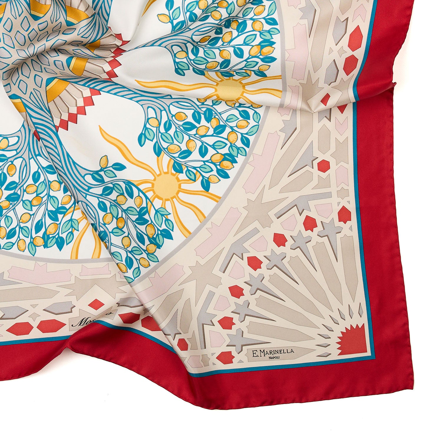 Red Silk Scarf 90 - The Mosaic – E.Marinella
