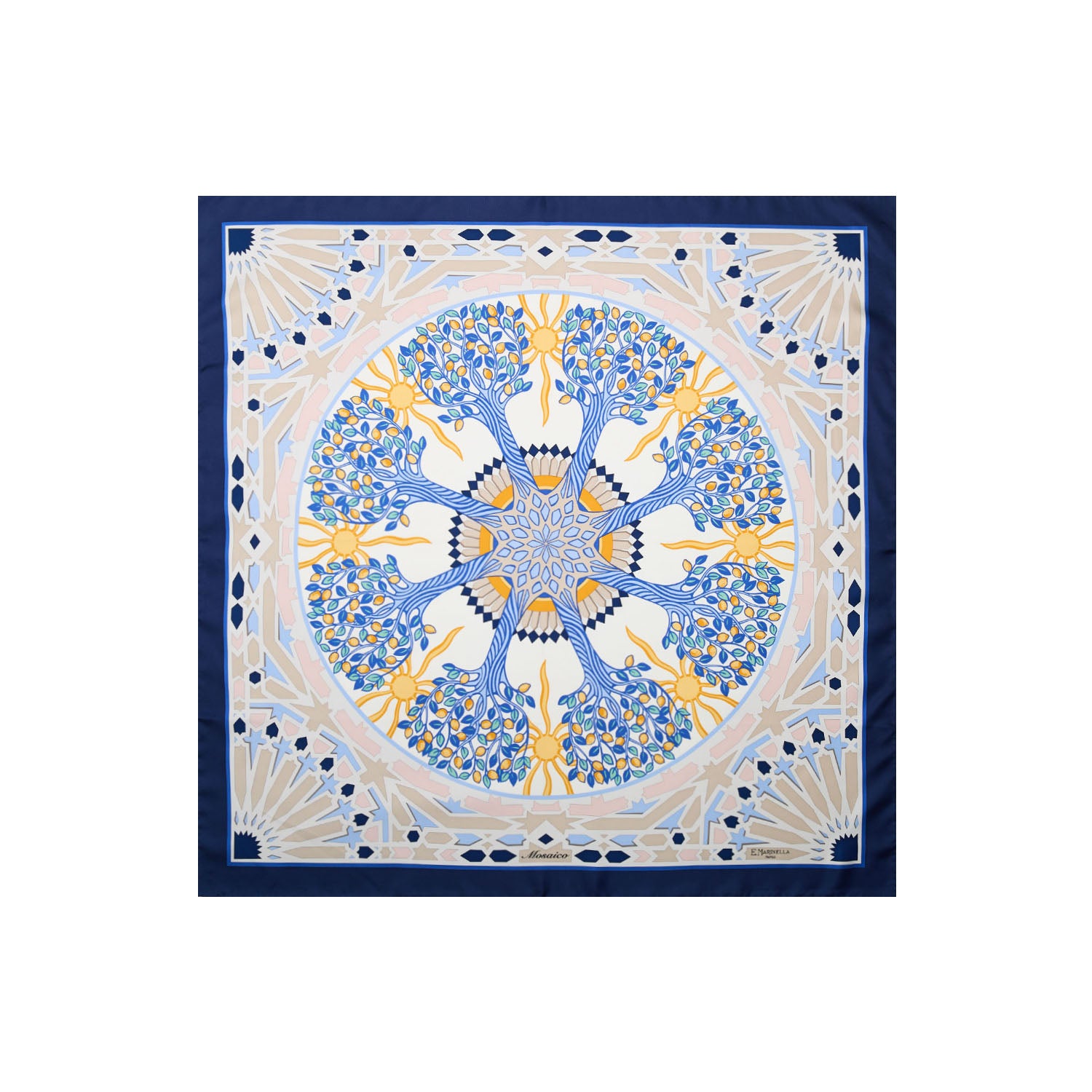 Blue Silk Scarf 90 - The Mosaic – E.Marinella