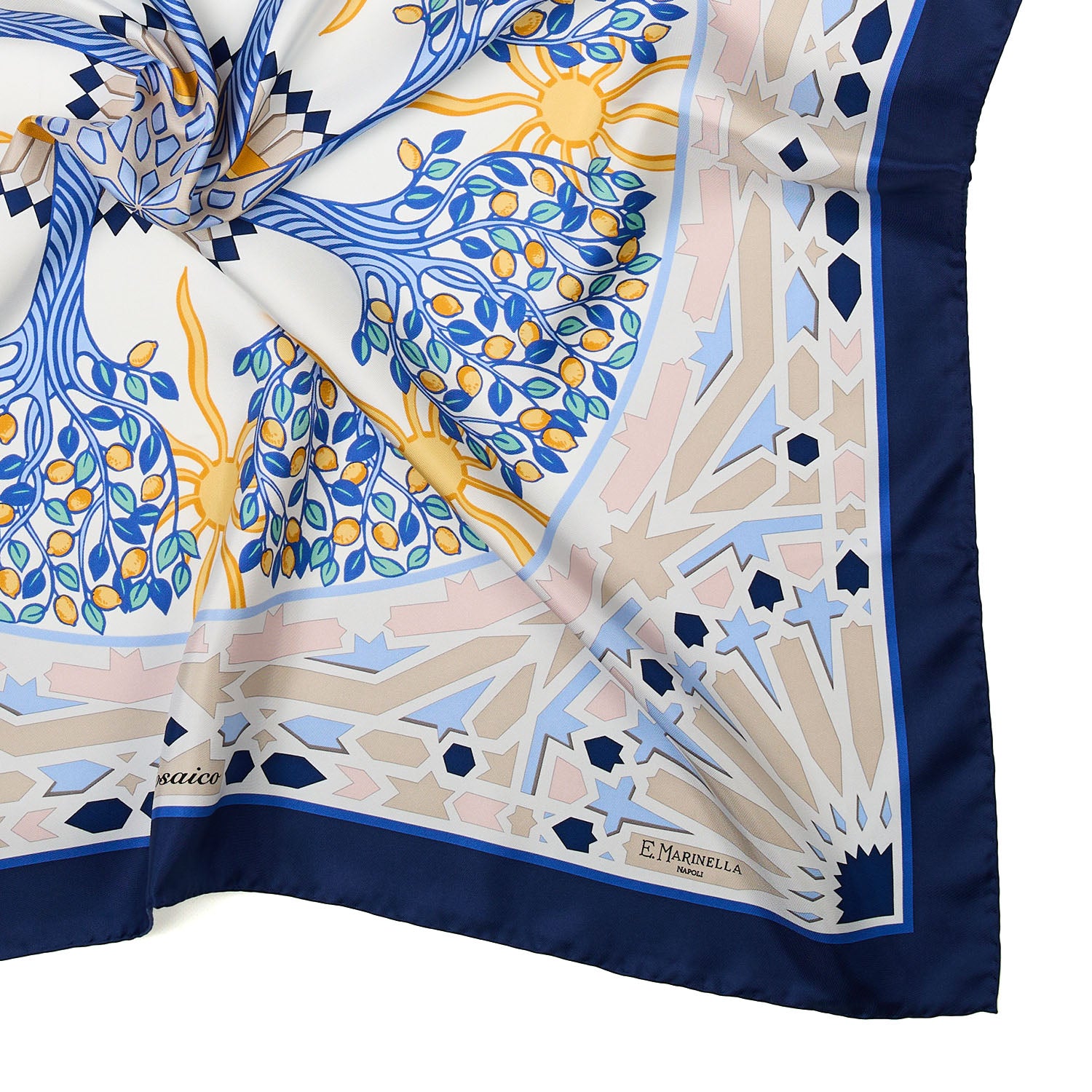 Blue Silk Scarf 90 - The Mosaic – E.Marinella