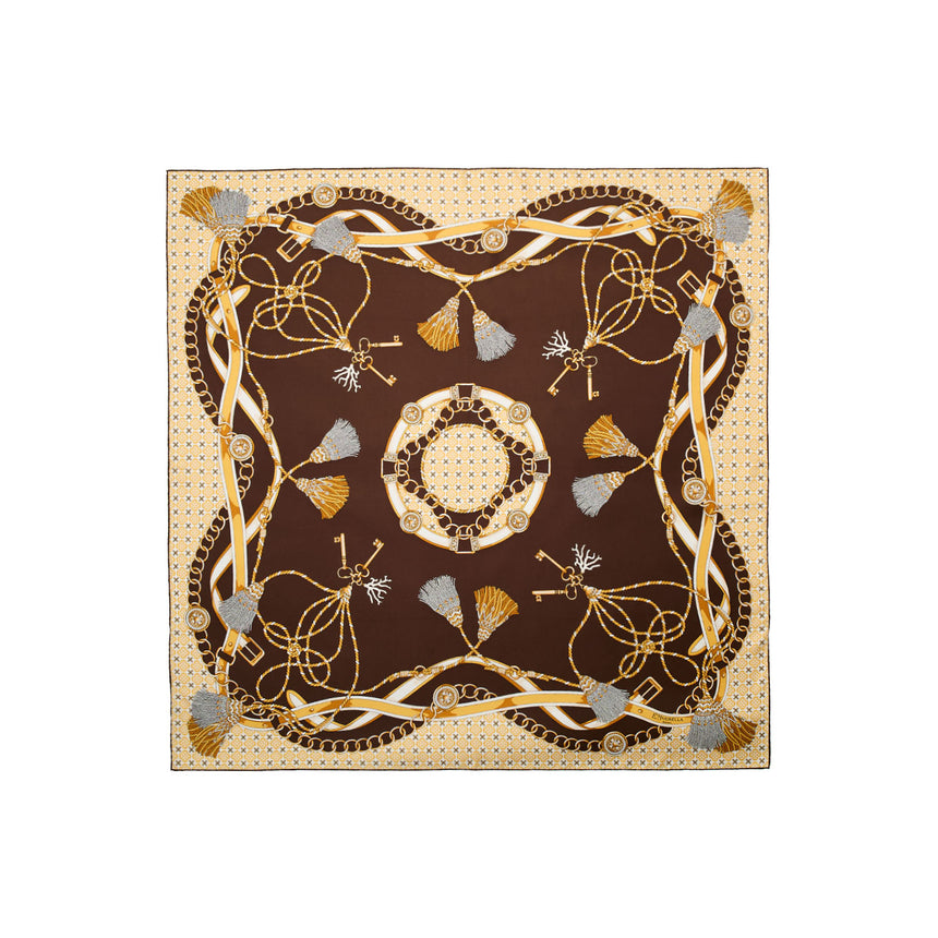 DARK BROWN SILK SCARF 90