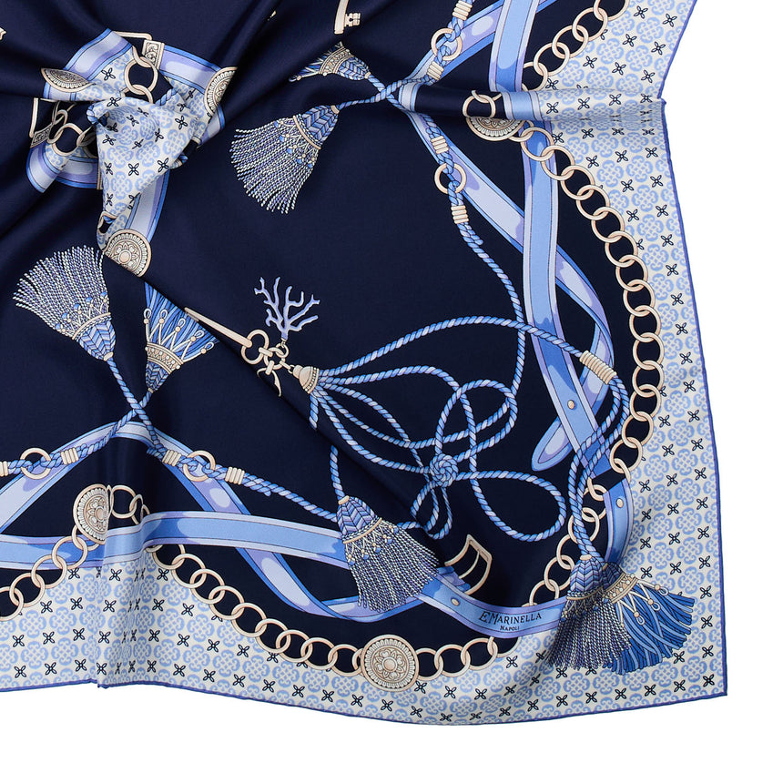 FOULARD IN SETA 90 BLU