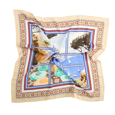 BEIGE SILK SCARF 90