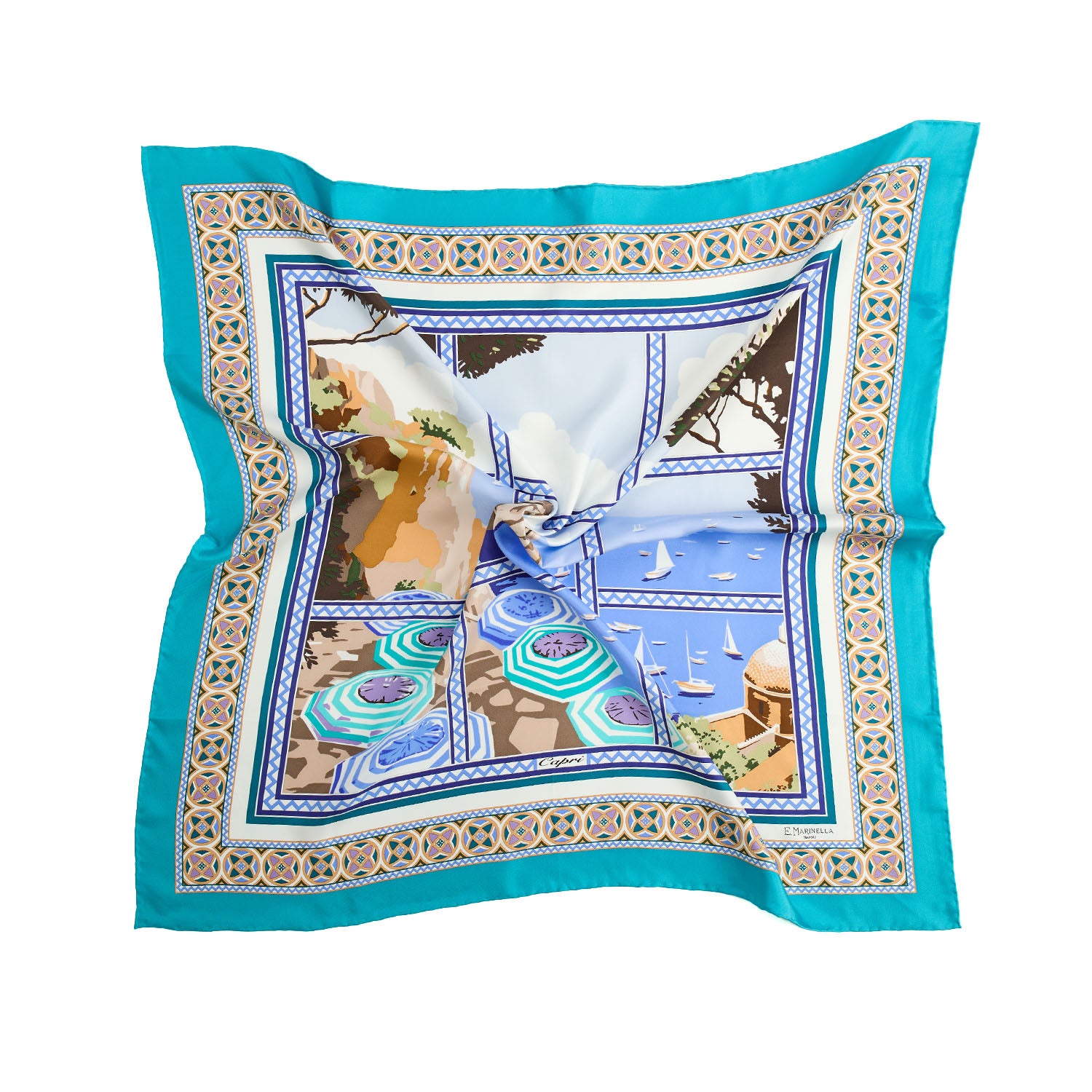 Green Silk Scarf 90 - Faraglioni of Capri – E.Marinella