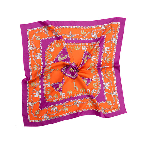 FOULARD IN SETA 90 ARANCIONE E FUCSIA