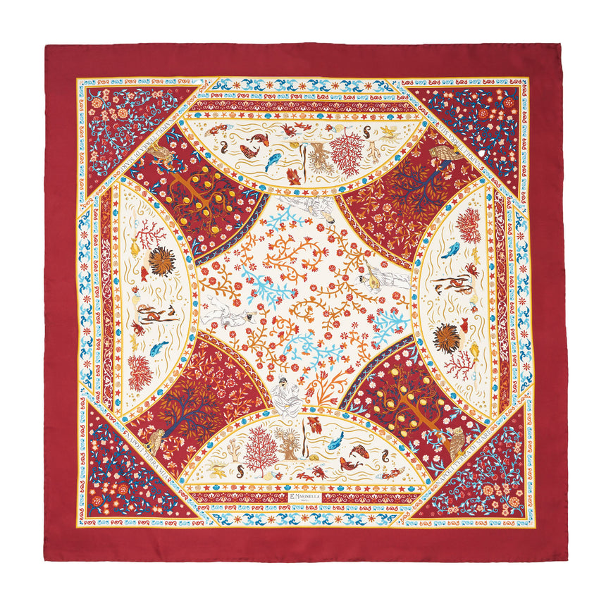 BURGUNDY SILK SCARF 90