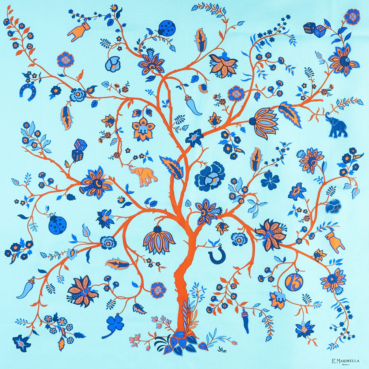Light Blue Silk Scarf 90 - The Tree Of Life – E.Marinella