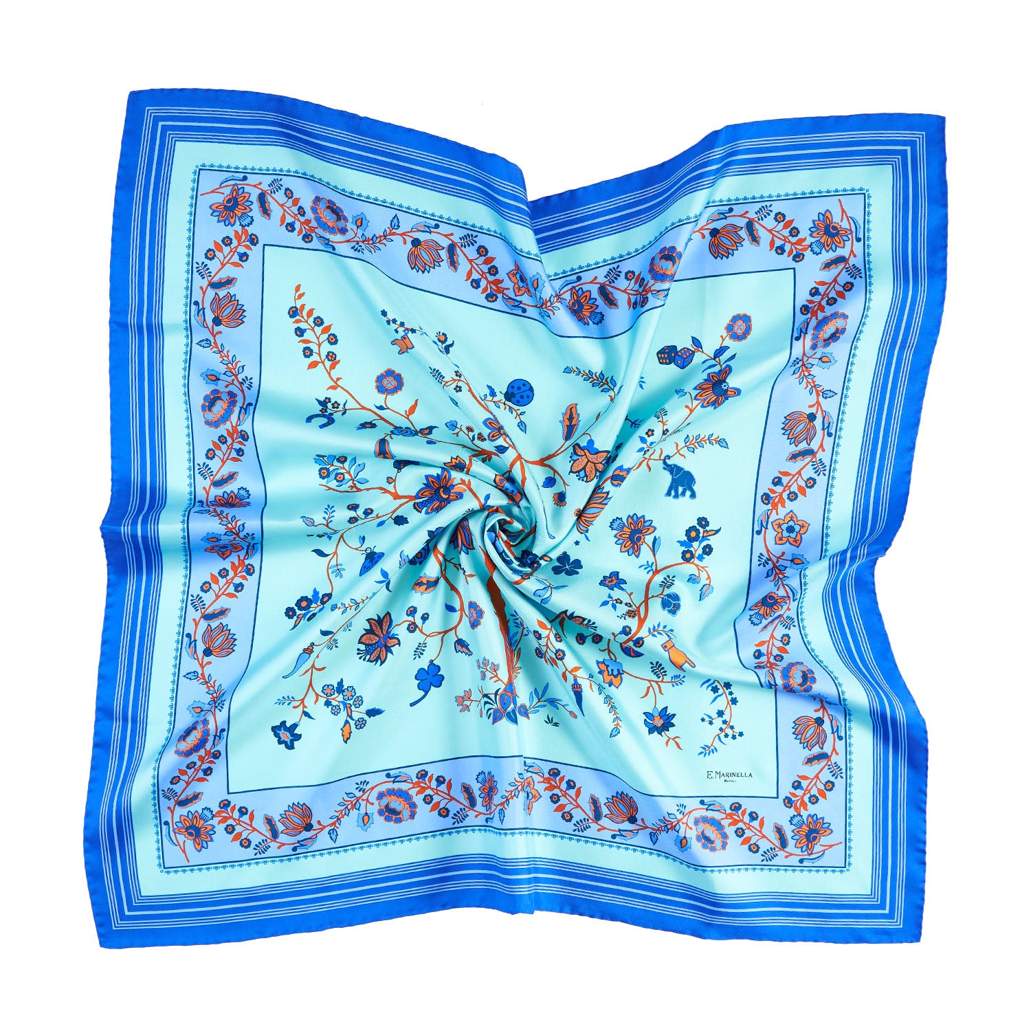 Light Blue Silk Scarf 90 - The Tree Of Life – E.Marinella