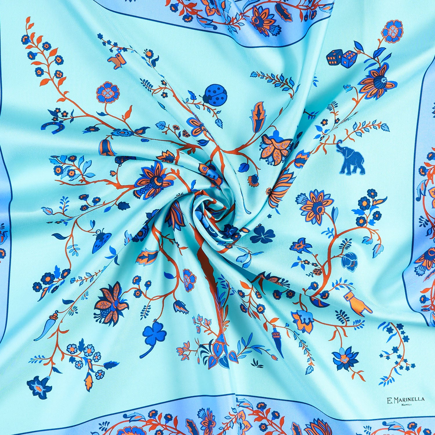 Light Blue Silk Scarf 90 - The Tree Of Life – E.Marinella