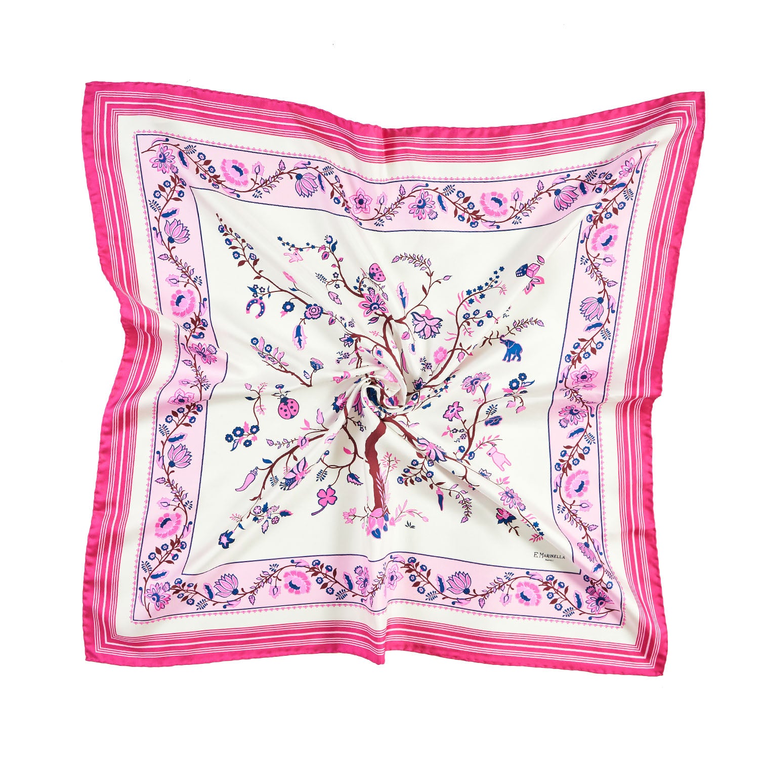 Fucsia Silk Scarf 90 - The Tree Of Life – E.Marinella