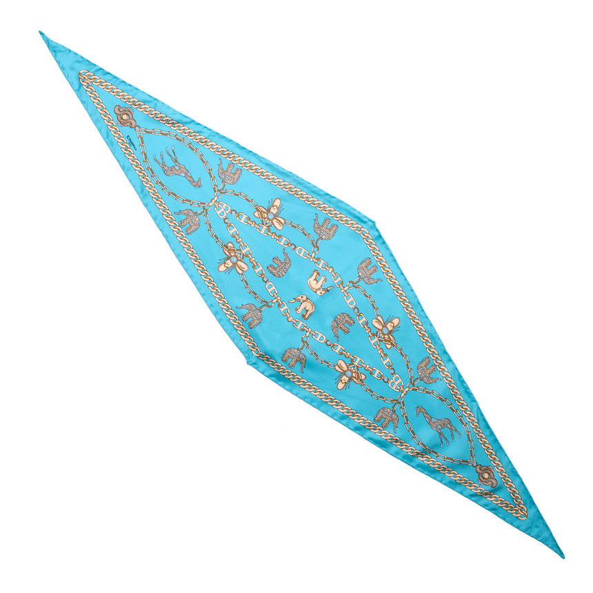 LIGHT BLUE SILK DIAMOND SHAPE SCARF