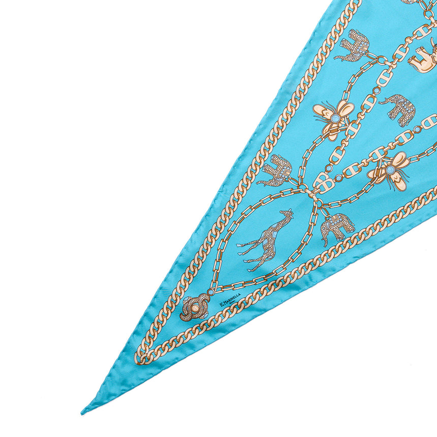 LIGHT BLUE SILK DIAMOND SHAPE SCARF