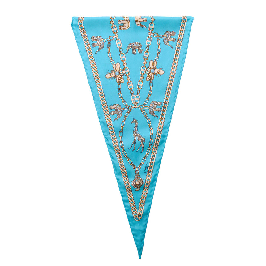 LIGHT BLUE SILK DIAMOND SHAPE SCARF