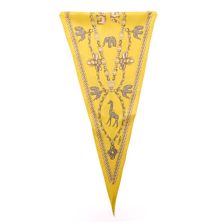 YELLOW SILK DIAMOND SHAPE SCARF