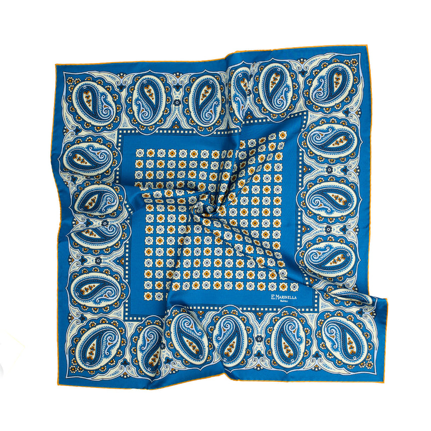 MID BLUE SILK SCARF 65