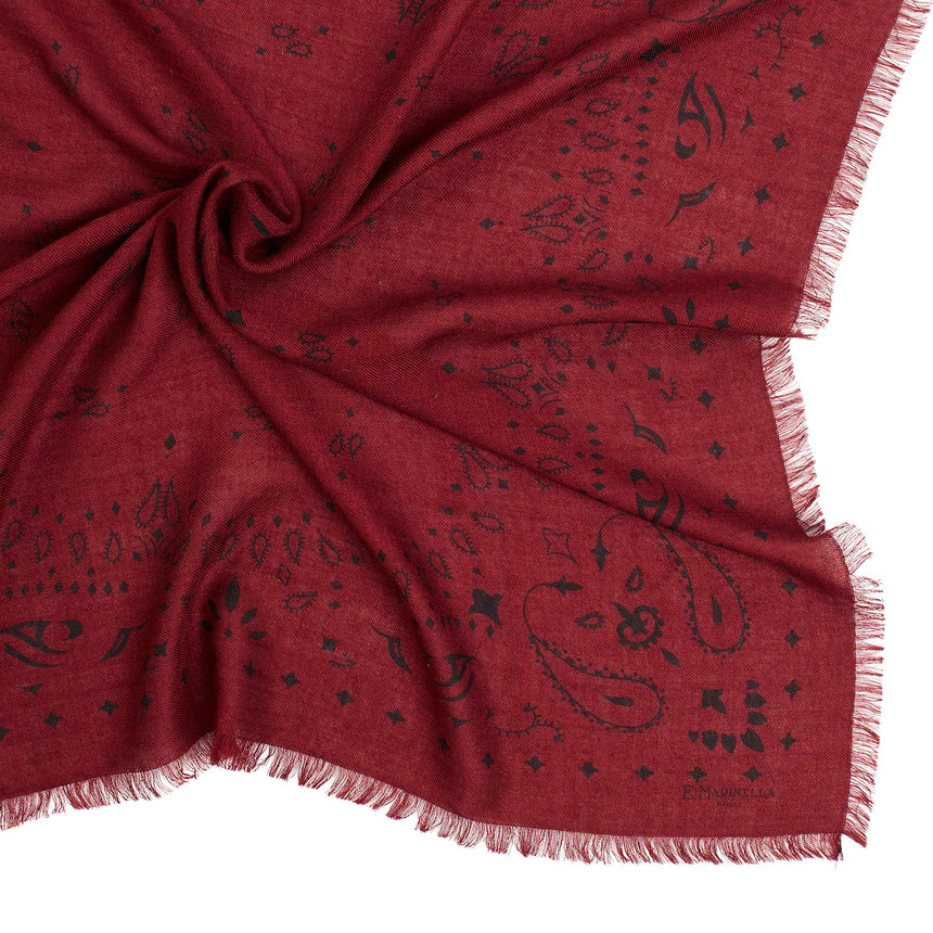 FOULARD IN LANA, CASHMERE E SETA 65 BORDEAUX